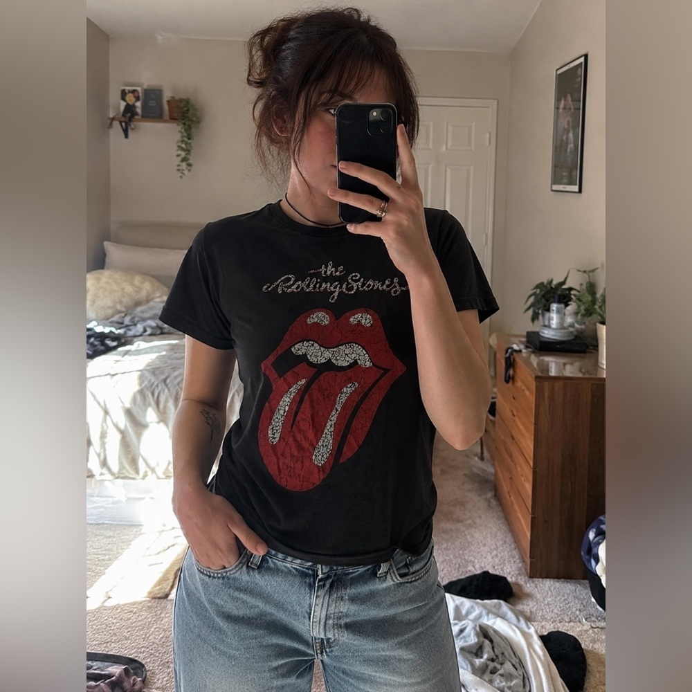 The Rolling Stones Tongue Graphic Band T-Shirt Black Size Small